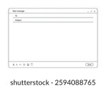 Email interface window template flat linear style vector mockup