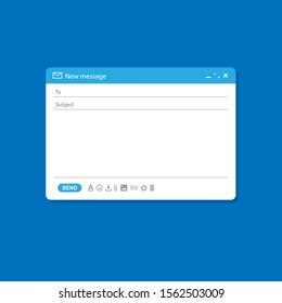 
Email Interface Email Window Template, Internet Message, Blank Email User Interface In Blue. Vector Email Window Layout Illustration Page. EPS 10