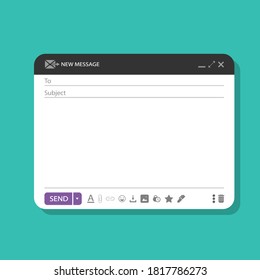 
Email Interface. Email Window Template. Internet Message. Blank Email User Interface In Dark Style. Message Box With Shadow. Vector Illustration Of An Email Window Layout. EPS 10