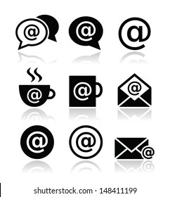 Email, internet cafe, wifi vector icons set