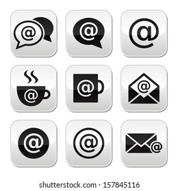 Email, Internet Cafe, Wifi Vector Buttons Set 