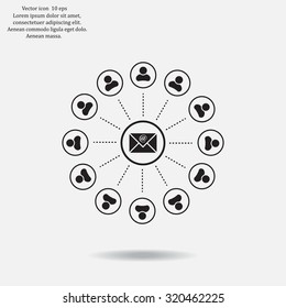 e-mail internet icon, vector illustration