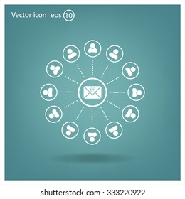e-mail internet icon, vector illustration
