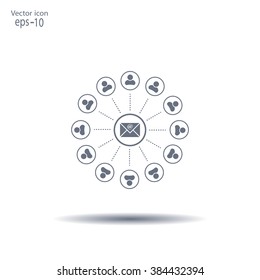 e-mail internet icon, vector illustration