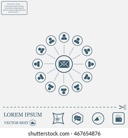 e-mail internet icon, vector illustration