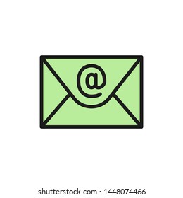 Email, internet message flat color icon.