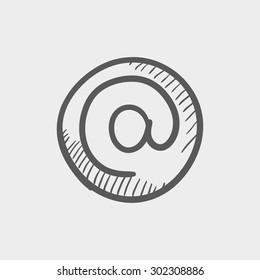 E-mail internet sketch icon for web and mobile. Hand drawn vector dark grey icon on light grey background.