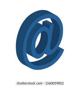 E-mail isometric symbol. Blue 3D vector symbol isolated on white.