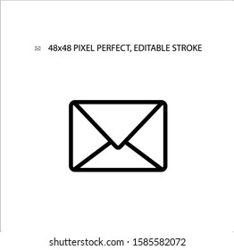 E-mail letter black line simple icon.Icon for mobile apps.Editable Stroke. 48x48 Pixel Perfect. 