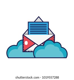 e-mail letter with document information and clouds