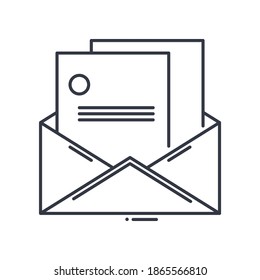 Email letter icon, linear isolated illustration, thin line vector, web design sign, outline concept symbol with editable stroke on white background.