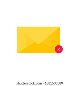 Email letter icon. Modern vector illustration. Single pictogram. Letter with sign spam, error, attention isolated on white background. Badge writing yellow color.
