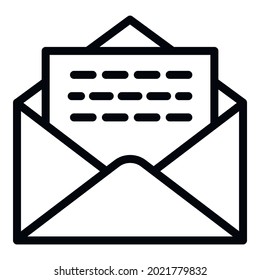 Email letter icon. Outline email letter vector icon for web design isolated on white background