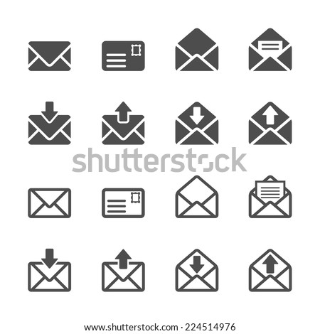 email and letter icon set, vector eps10