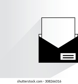 email letter on white background, flat and drop shadow theme