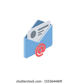 Email Letter. Vector 3d isometric, color web icon, new flat style. Creative illustration design, idea for infographics.