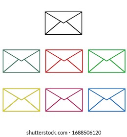 Email Letter Vector Icons Set, Envelope Cover Communication, Mailing Simple Icon