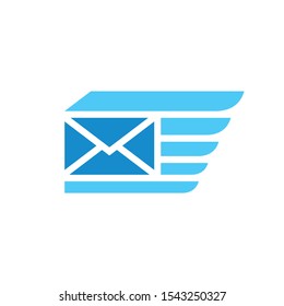 E-mail letter wing icon logo design. Document mail speed delivery sign. Message symbol. 
