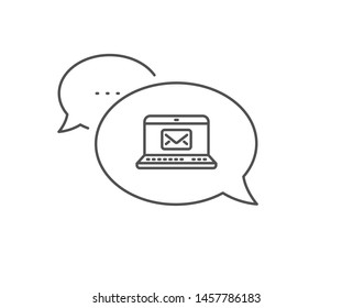 E-Mail line icon. Chat bubble design. Message correspondence sign. Communication symbol. Outline concept. Thin line e-Mail icon. Vector