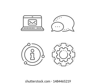 E-Mail line icon. Chat bubble, info sign elements. Message correspondence sign. Communication symbol. Linear e-Mail outline icon. Information bubble. Vector