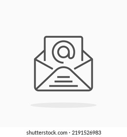 E-Mail-Zeilensymbol. Bearbeitbarer Strich und Pixel perfekt. Kann für digitale Produkte, Präsentationen, Print-Design und mehr verwendet werden.