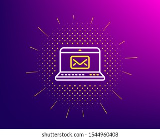 E-Mail line icon. Halftone pattern. Message correspondence sign. Communication symbol. Gradient background. E-Mail line icon. Yellow halftone pattern. Vector