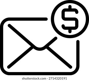 Vector de ilustración de icono de línea de correo electrónico