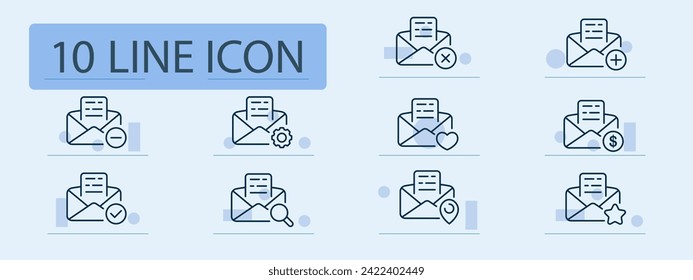 Email line icon. Inbox, communication, message, correspondence, digital, technology, internet, connection. Pastel color background. Vector line icon for business and advertising