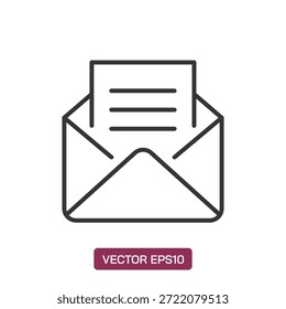 Icono de línea de correo electrónico. Pixel perfecto aislado sobre fondo blanco. Ilustración vectorial