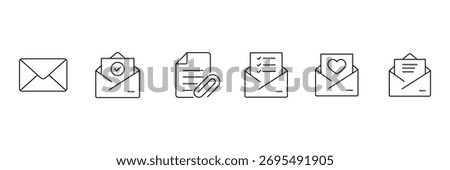 Email line Icon set. Email and envelope line icon collection. Collection of Including mail, envelope, email, postal, letter sent, inbox and more. Vector illustration.