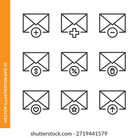 Iconos de línea de correo electrónico - Mini icono de la serie de colección