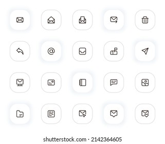 Email line icons set. Editable Stroke. 24x24 Pixel Perfect.