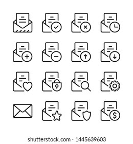 Email line icons set. E-mail interface, mail app, UI, letter. Modern linear graphic design concepts, simple outline elements collection. Vector line icons