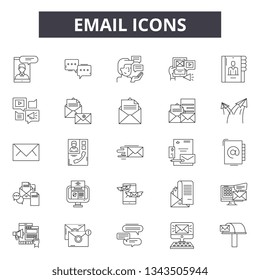 Email line icons for web and mobile design. Editable stroke signs. Email  outline concept illustrations