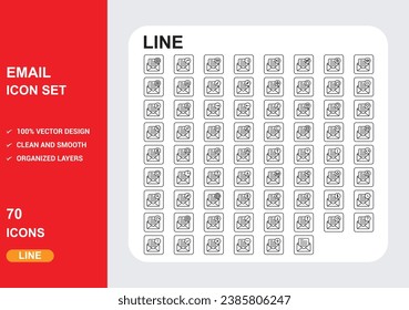 email line square Icons with White Background Free Vector