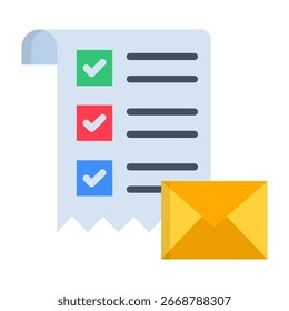 Email List Icon Flat Style Vector Illustration