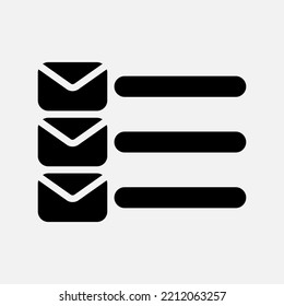 Email list icon in solid style, use for website mobile app presentation