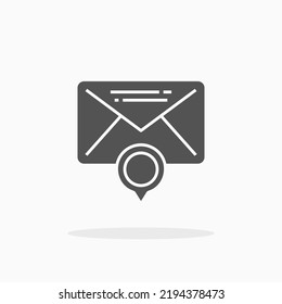 Email Location glyph icon. Can be used for digital product, presentation, print design and more.