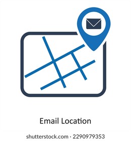 Email Location and location icon concept
