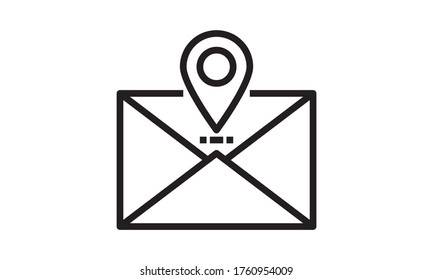 Email location icon flat style vector illustration.
