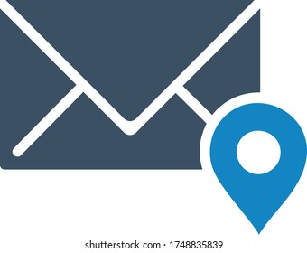 Email, location icon (vector illustration)