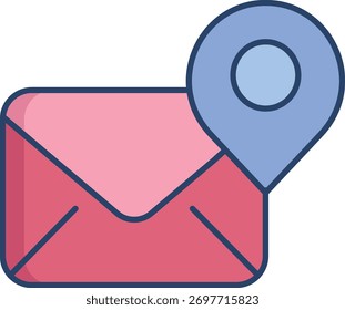 Diseño de icono de color lineal de ubicación de correo electrónico