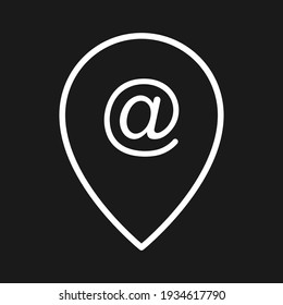 Correo electrónico, ubicación, imagen vectorial de icono de pin. También se puede usar para mapas y ubicación. Idóneo para aplicaciones web, aplicaciones móviles y medios impresos.