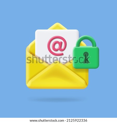 Email lock icon. Security mail symbol. Envelope with letter and protection sign.