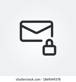 email lock icon vector isolated with line style and black color, pixel perfect symbol illustration