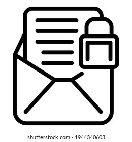 Icono de bloqueo de correo electrónico. Icono de vector bloqueado de contorno de correo electrónico para diseño web aislado en fondo blanco