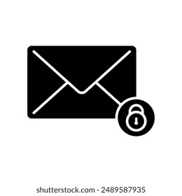 email locked icon, silhouette vector isolated on white background. simple and modern design