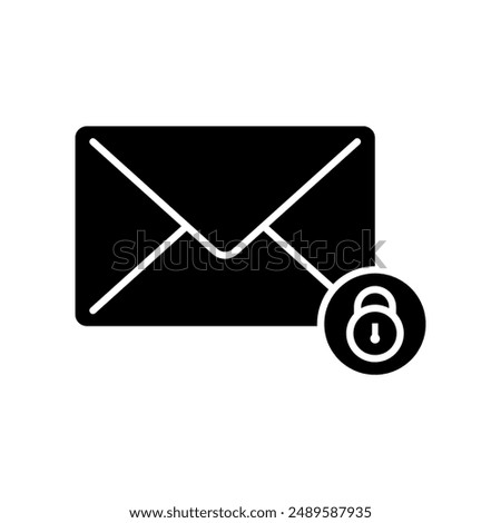 email locked icon, silhouette vector isolated on white background. simple and modern design