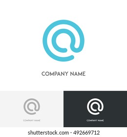 Email logo - blue simple symbol on the white background