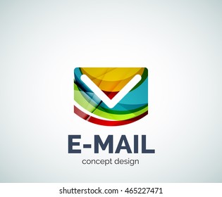 E-mail logo business branding icon, created with color overlapping elements. Glossy abstract geometric style, single logo